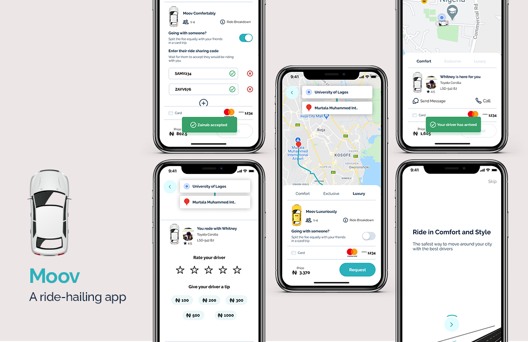 Moov — A ridehailing App UX Case Study by Timothy Ayegbede UX