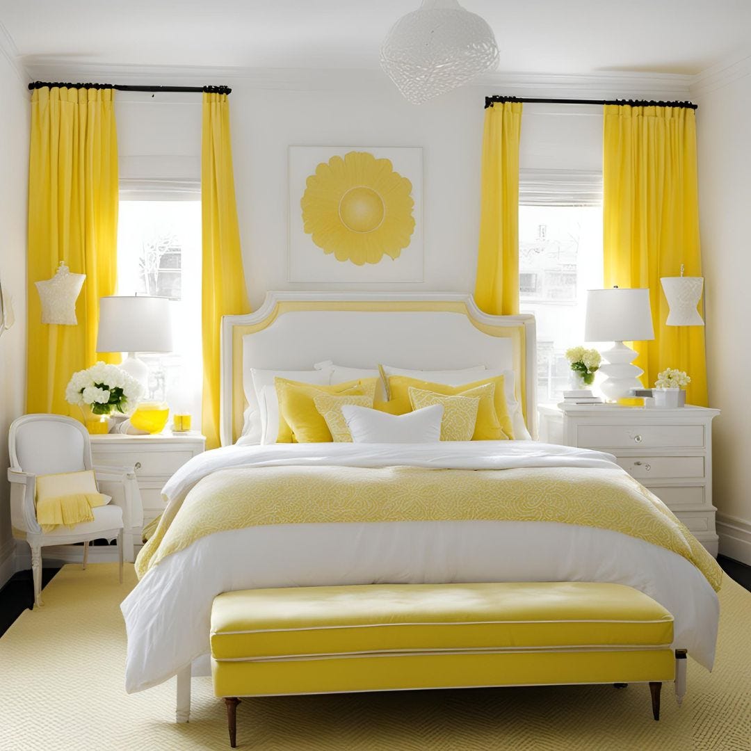 Inspiring White and Yellow Bedroom Decor Ideas by Houzmark Aug
