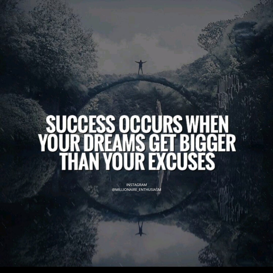 Success Occurs When Your Dreams Get Bigger Than Your Excuses | by Corey ...