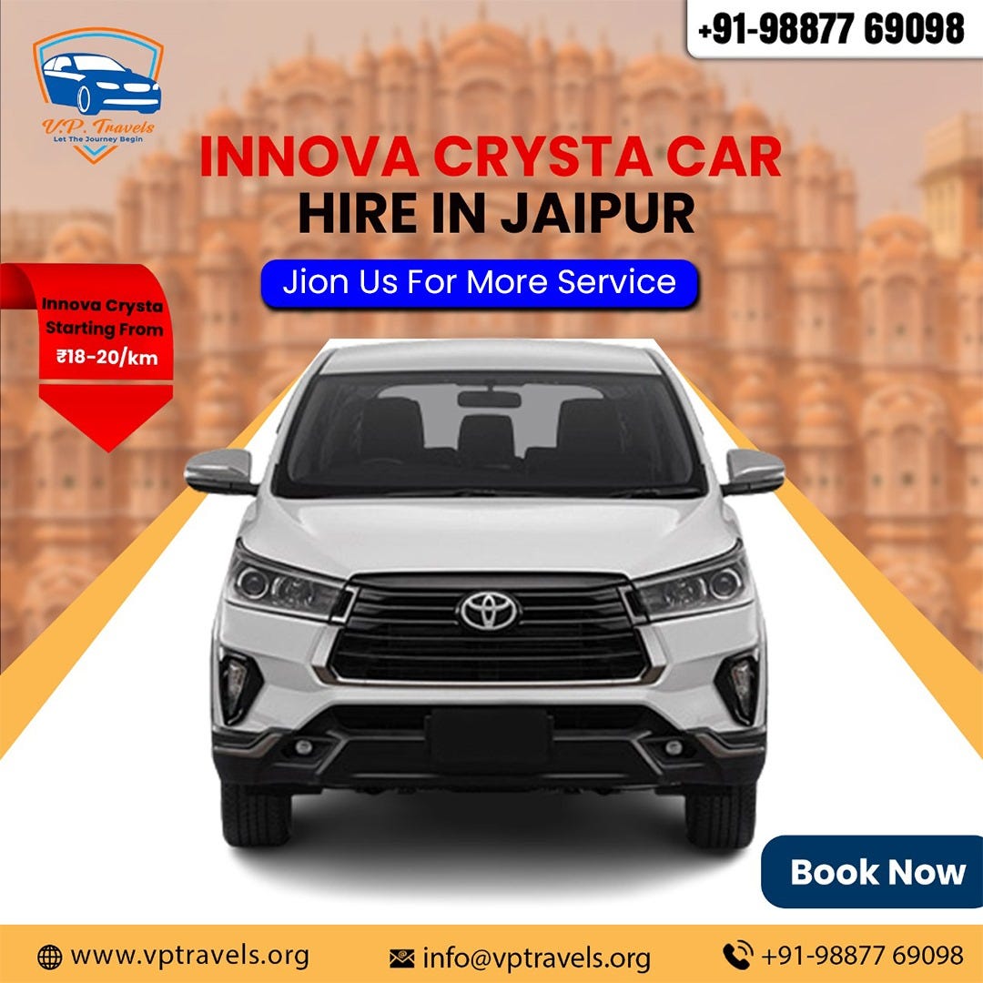 Innova Crysta Car Rental Services in Jaipur by VP Travel Dec, 2023