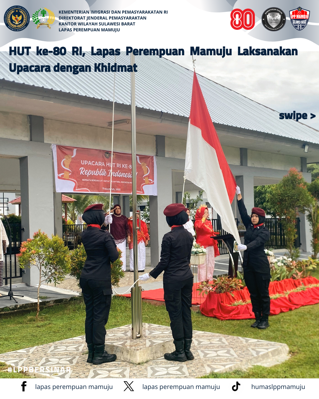 HUT ke-80 RI, Lapas Perempuan Mamuju Laksanakan Upacara dengan Khidmat
