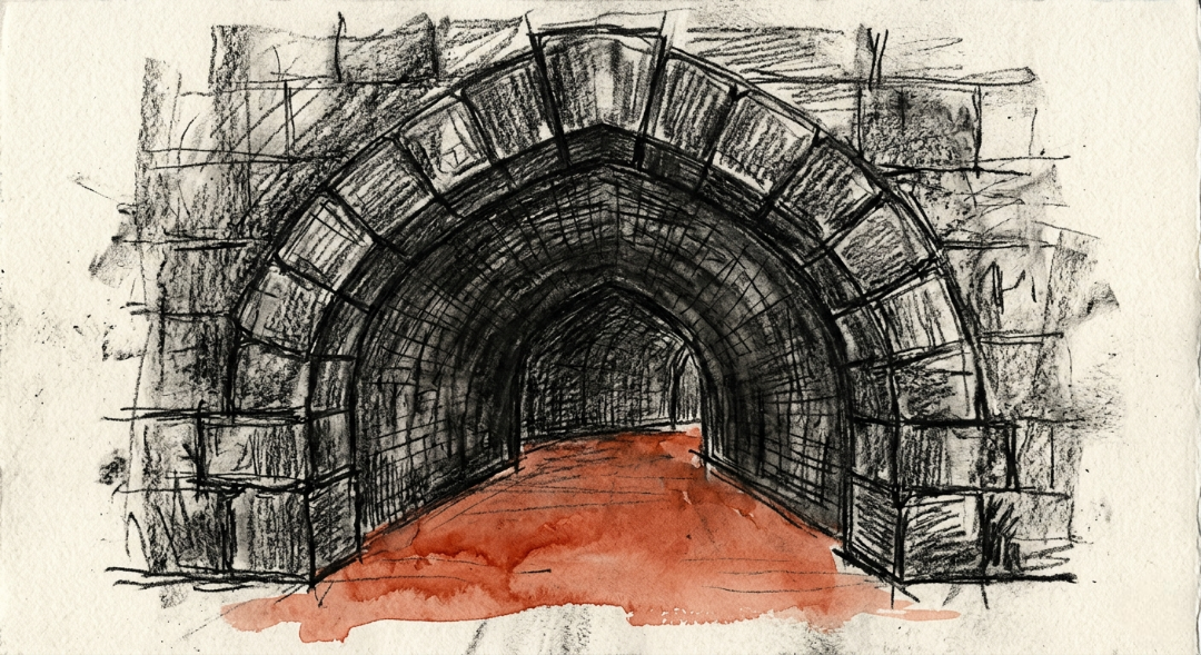 “The Threshold of Focus: Where the heavy weight of the mountain meets the warmth of the ‘Zone of Being.’ A study in contrast between the structural and the spiritual.” Art Sketch by Misselbereth