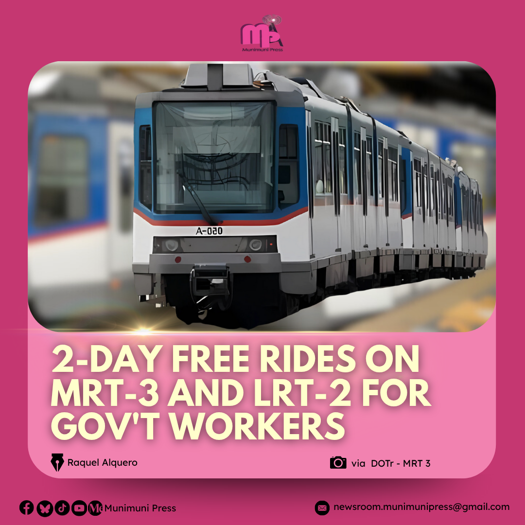 2-DAY FREE RIDES ON MRT-3 and LRT-2 FOR GOV'T WORKERS