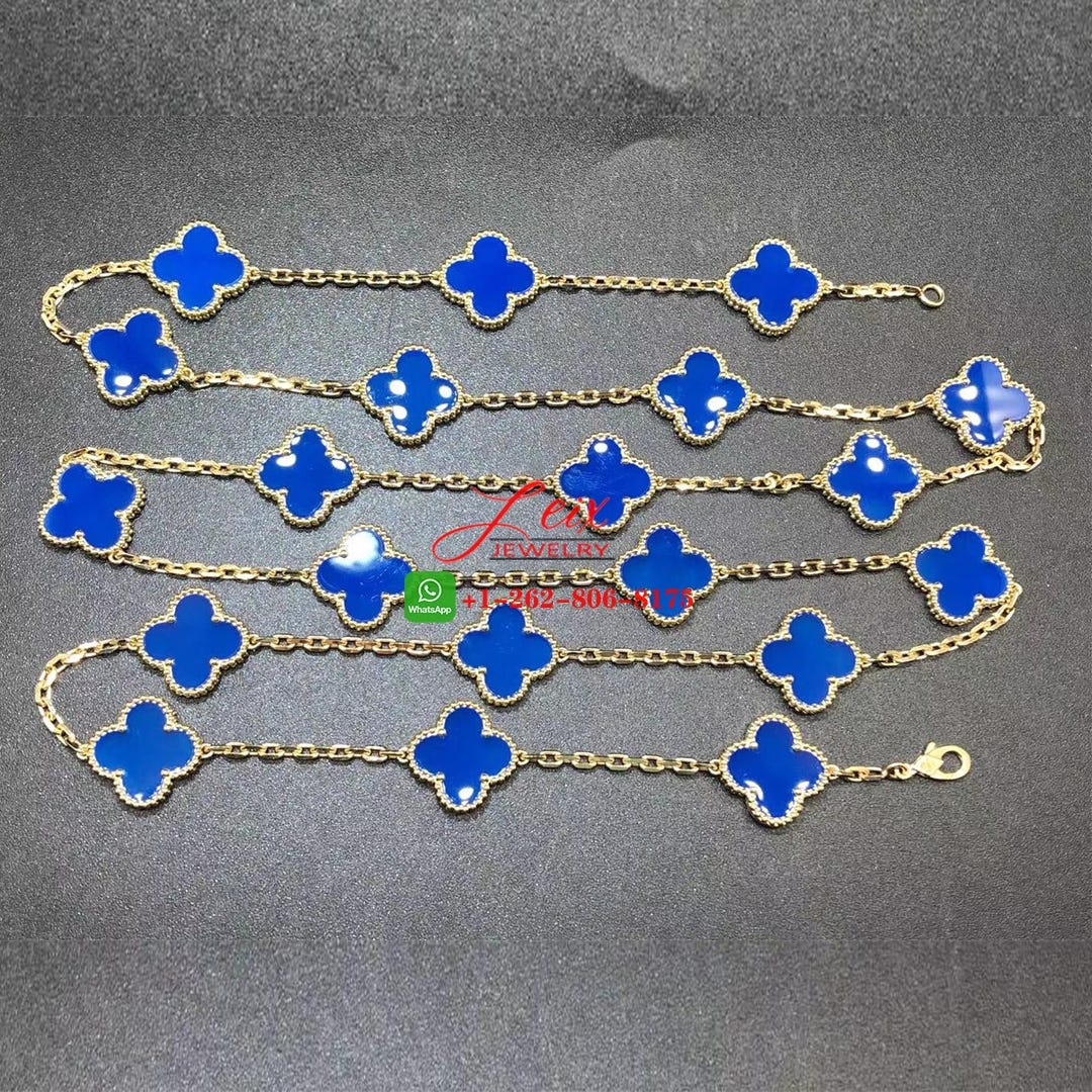 Van Cleef Arpels Vintage Alhambra Blue Agate 20 Motif 18k Yellow