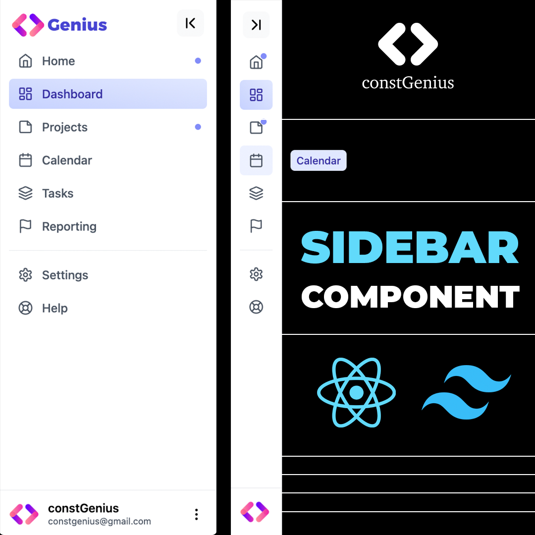 Build a Retractable Sidebar Component purely in ReactJS and Tailwind