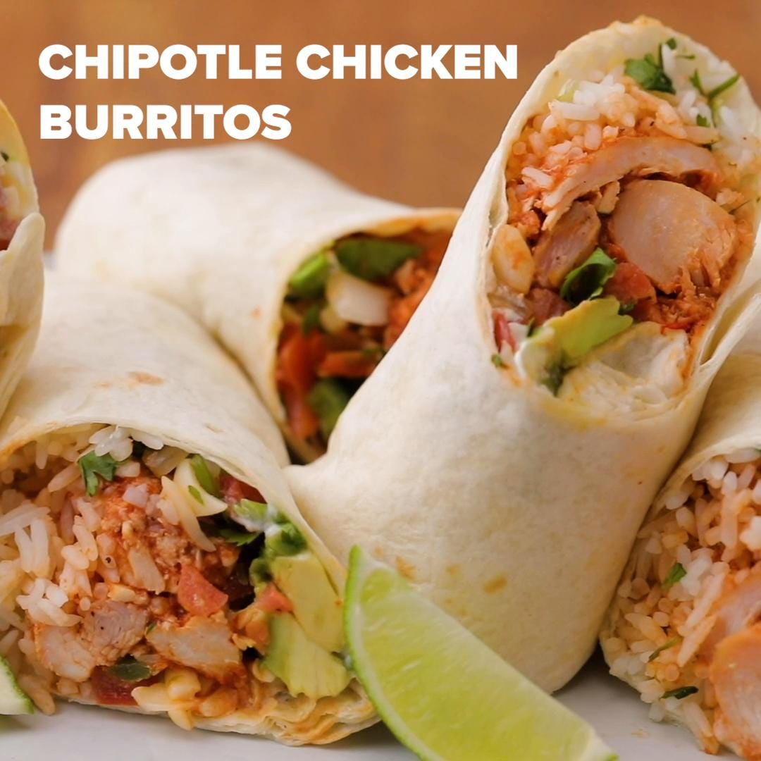 Spicy Chipotle Chicken Burritos. Low calorie, high protein, PACKED with