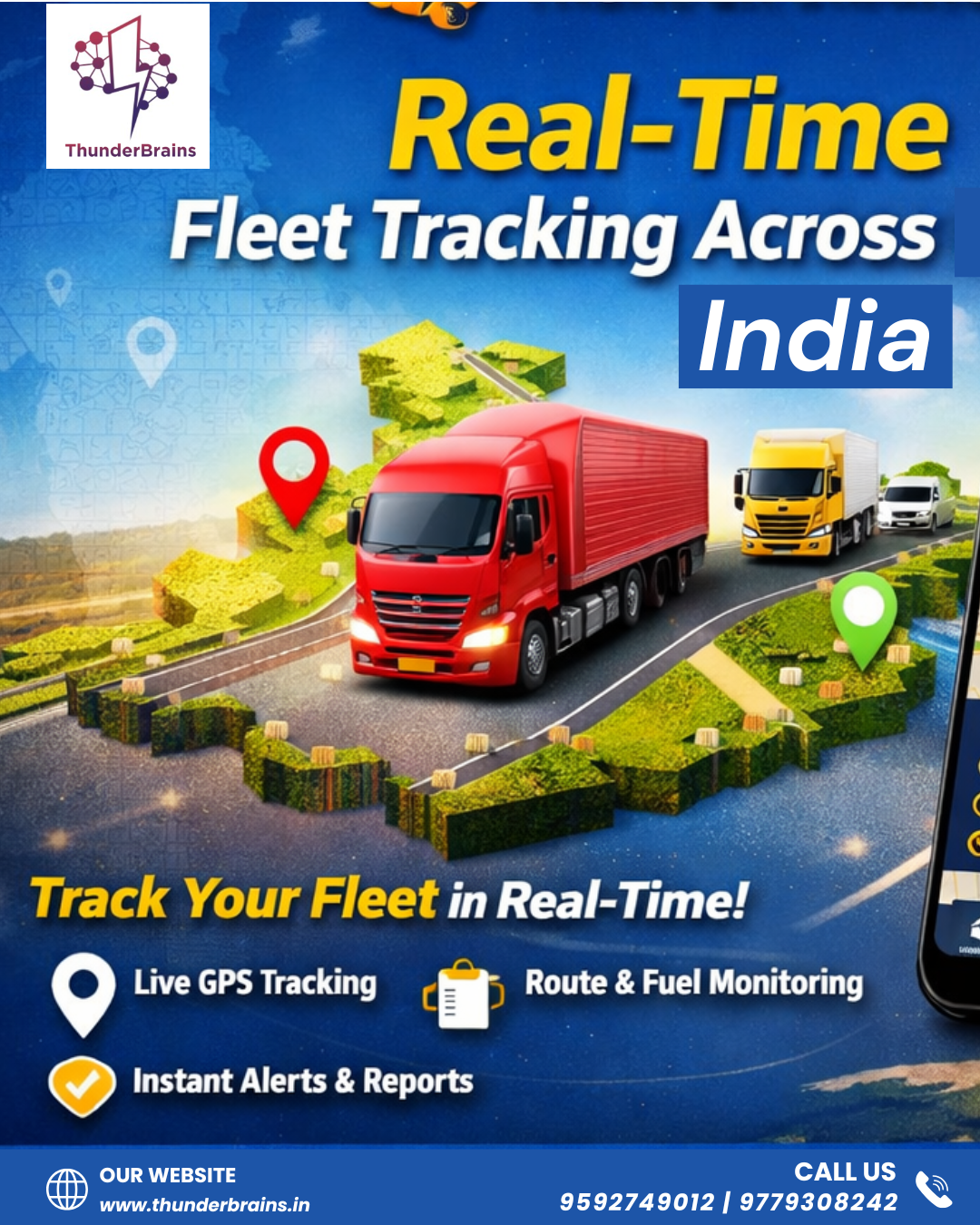 Real-Time Fleet Tracking App & Services Across India | Thunder Brains, Gurugram