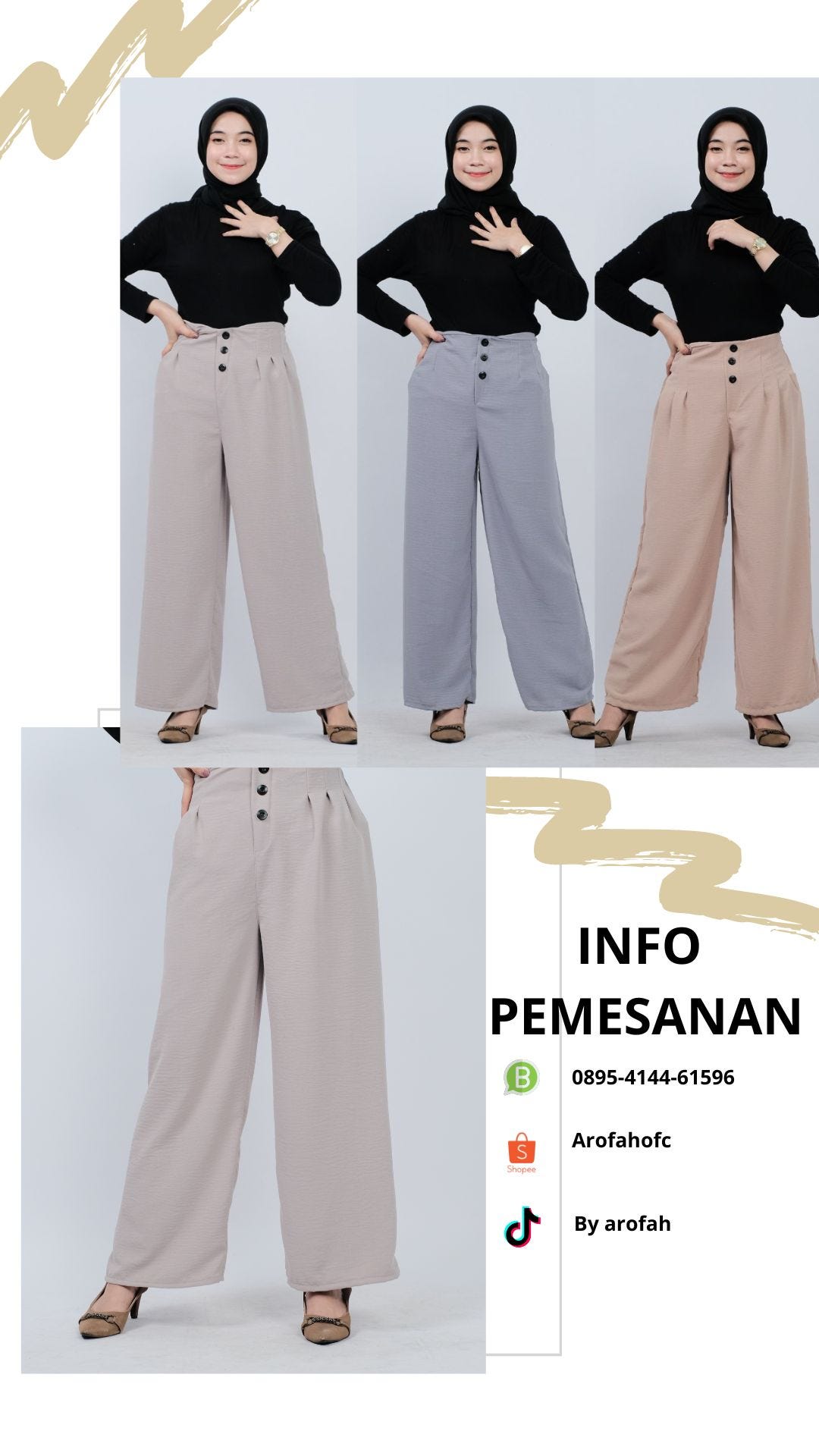HARGA GROSIR!, WA 0895–4144–61596, Celana kulot by Arofah Collection