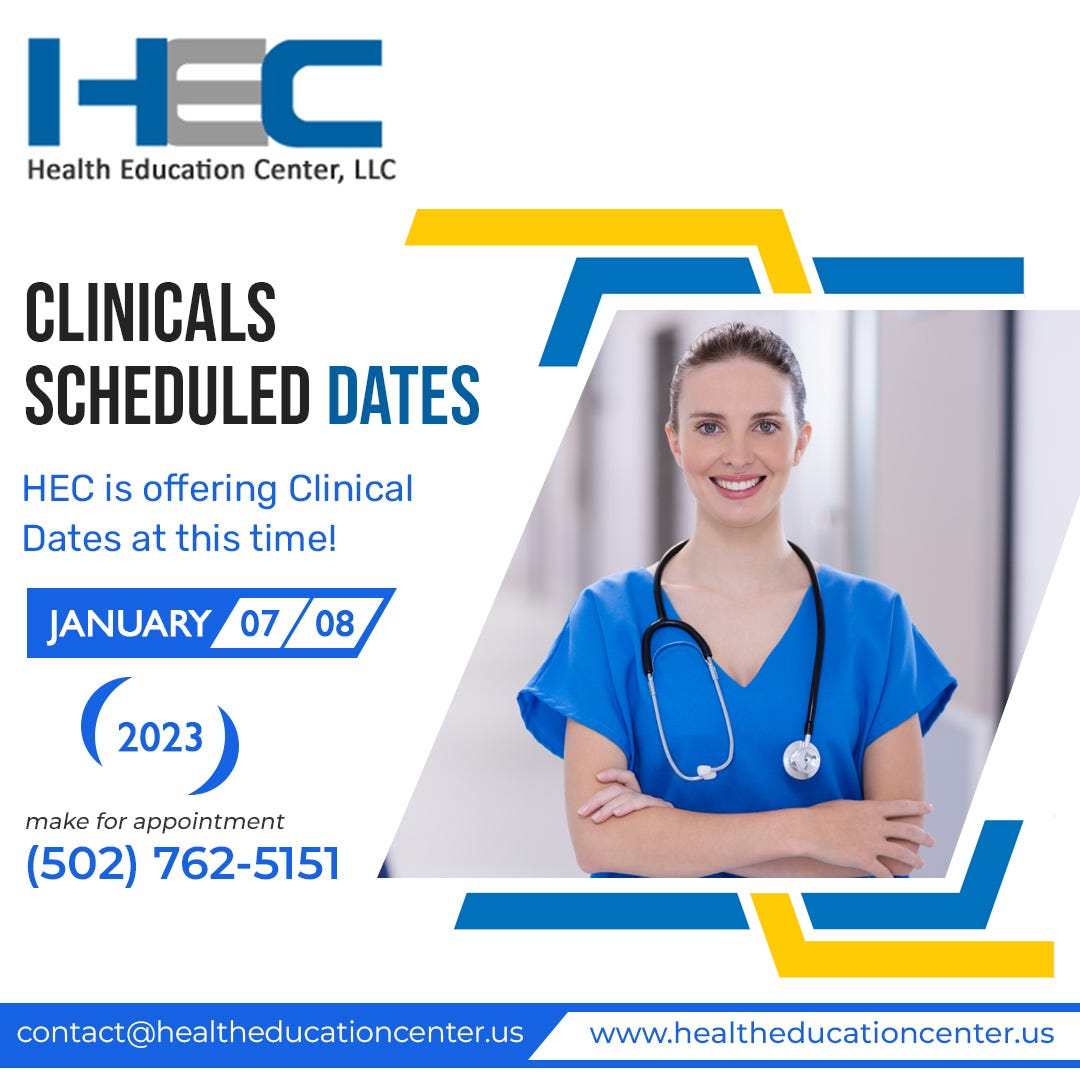 Health Education Center Clinicals Scheduled