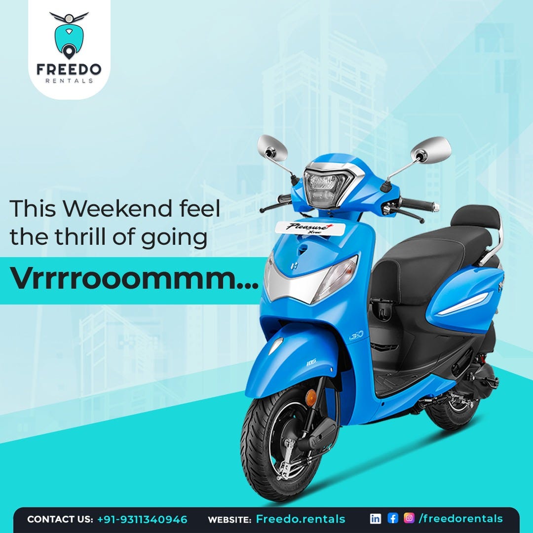 Scooty on Rent in Gurgaon by Freedo Freedo Rentals Bike on Rent in
