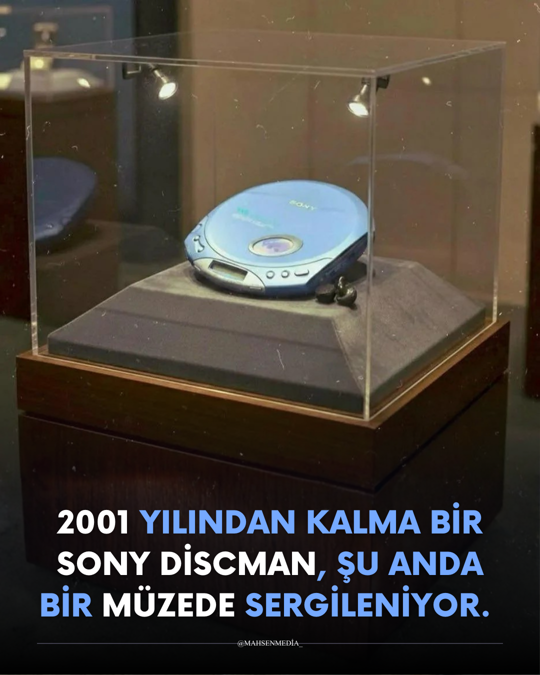 2001 yılından kalma bir Sony Discman, şu anda bir müzede sergileniyor.