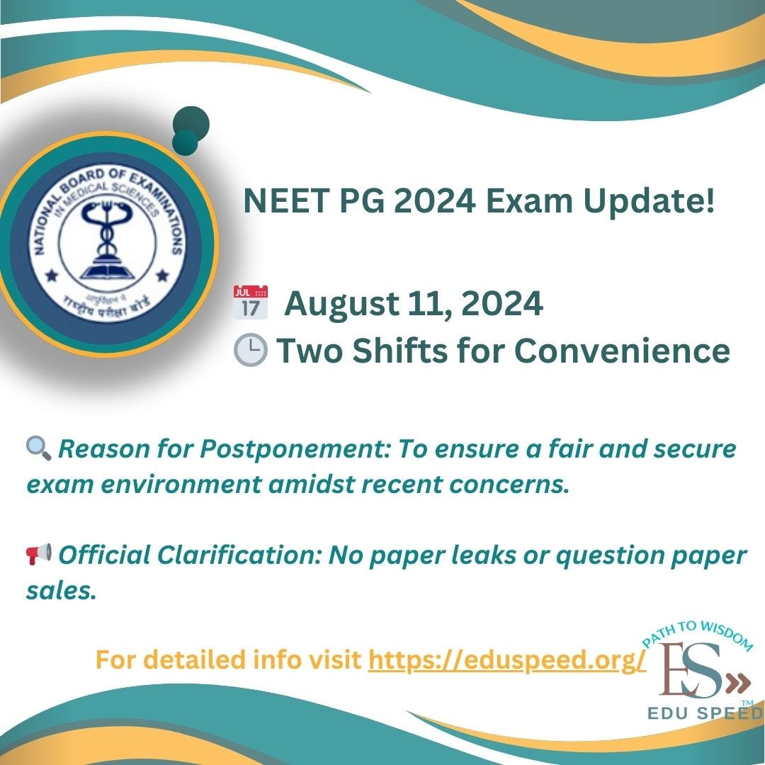 NEET PG 2024 Exam To Be Held on August 11, 2024, in Two Shifts Reason