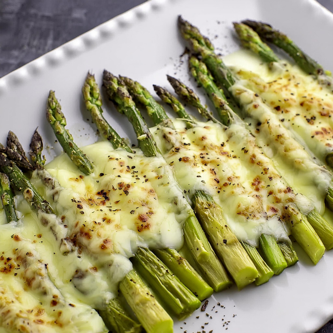 Cheesy Baked Asparagus. Indulge in the irresistible taste of… by
