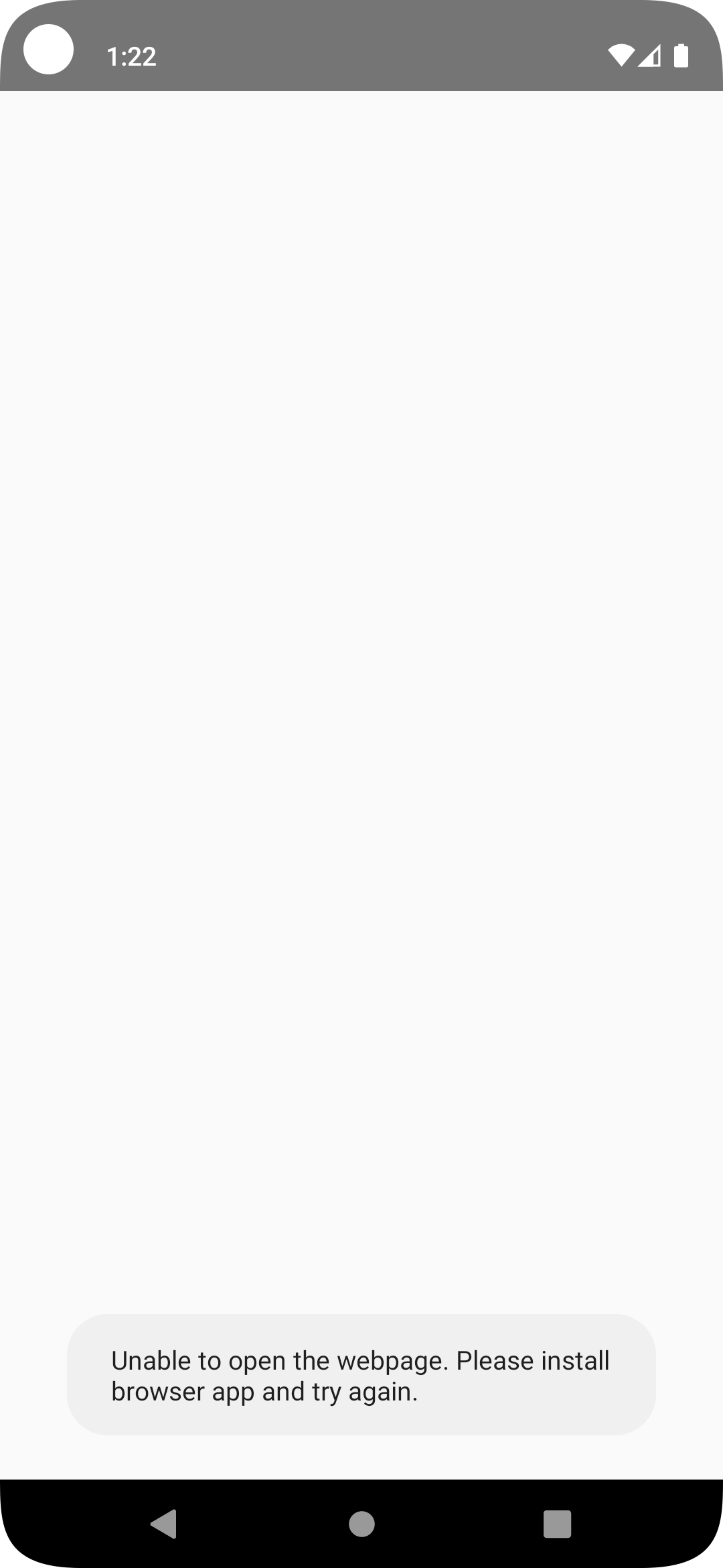 Showing toast message when browser app is not found or disabled