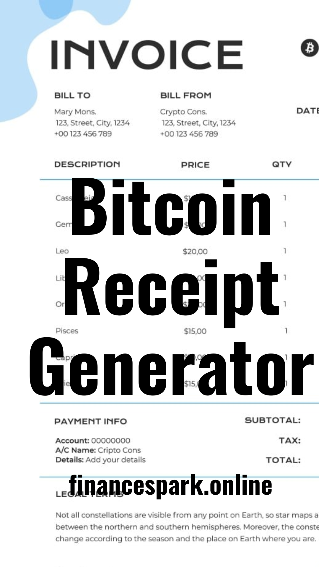 bitcoin receipt generator