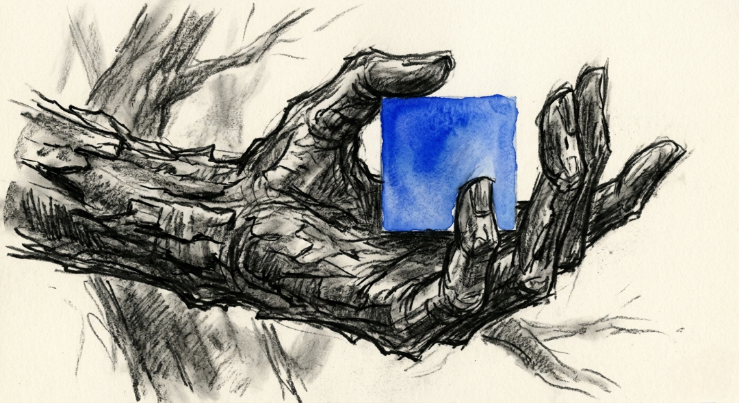 “An ancient hand, meeting an object of a world that does not know its roots.” Art Sketch by Misselbereth