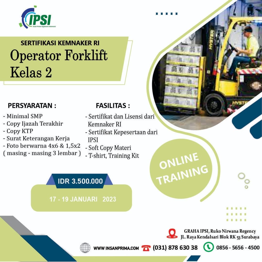 TERPERCAYA WA (0856 5656 4500) PELATIHAN K3 OPERATOR FORKLIFT KELAS 2 TERPERCAYA WA (0856 5656 4500) PELATIHAN K3 OPERATOR FORKLIFT KELAS 2