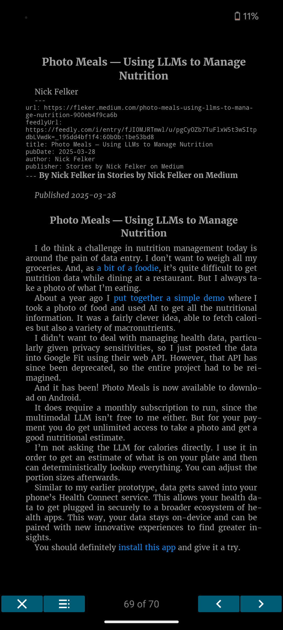 Catching up on news through Feedly’s API and ePub