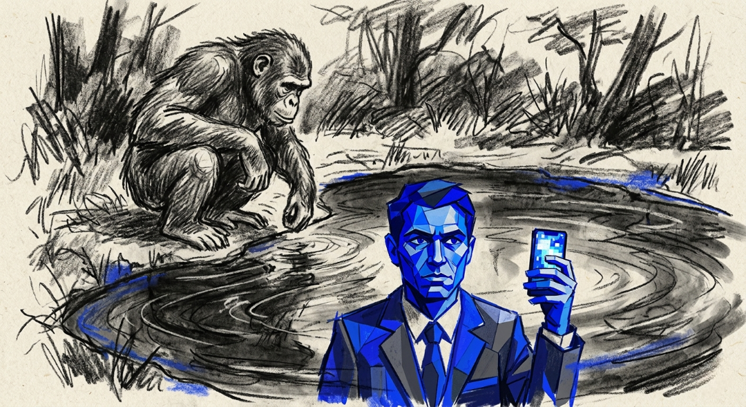 “We gaze into the pool of the present, only to find the fragmented reflection of who we have been forced to become.” Art Sketch by Misselbereth