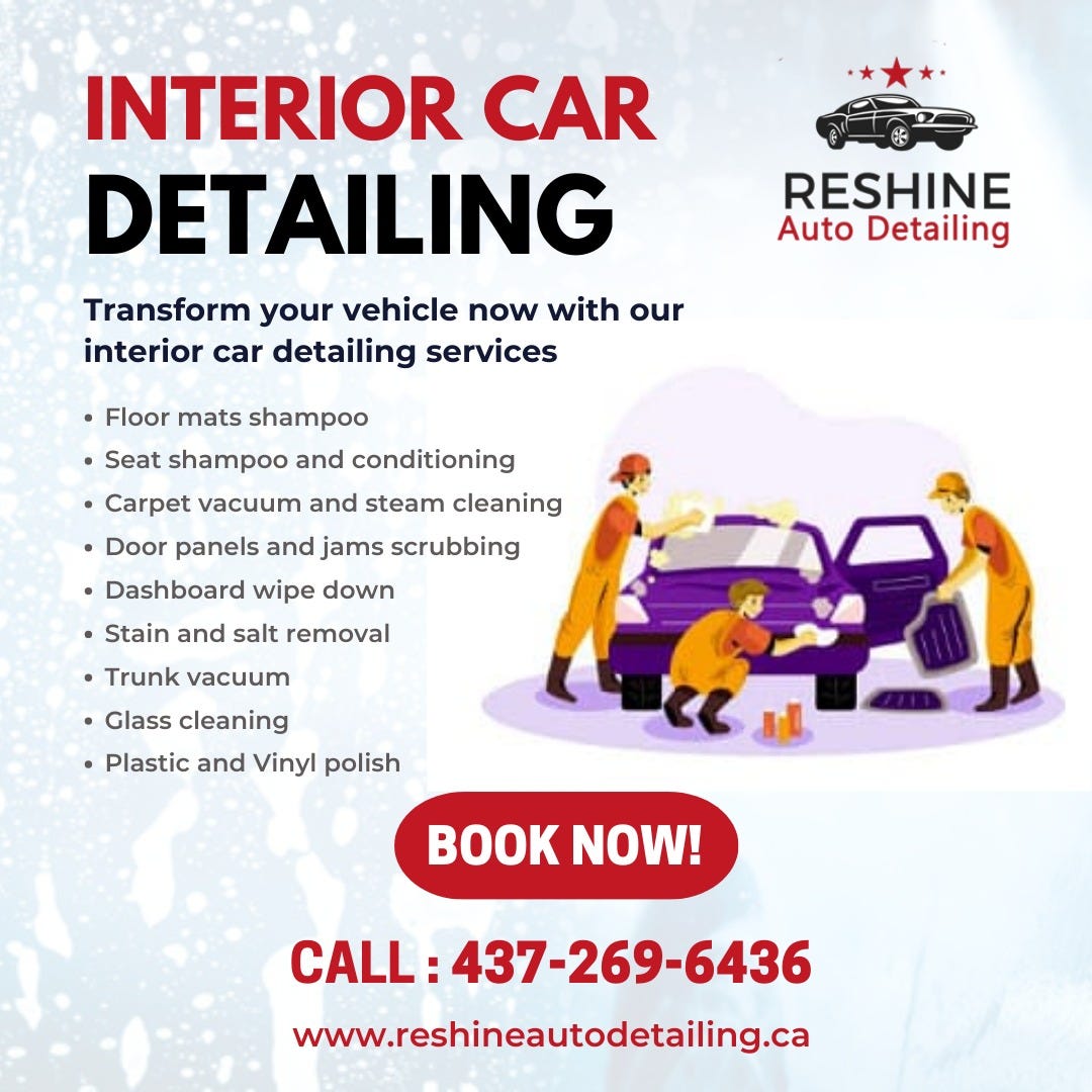 Interior Car Detailing Services in Ajax with ReShine Auto Detailing by Reshine Auto Detailing