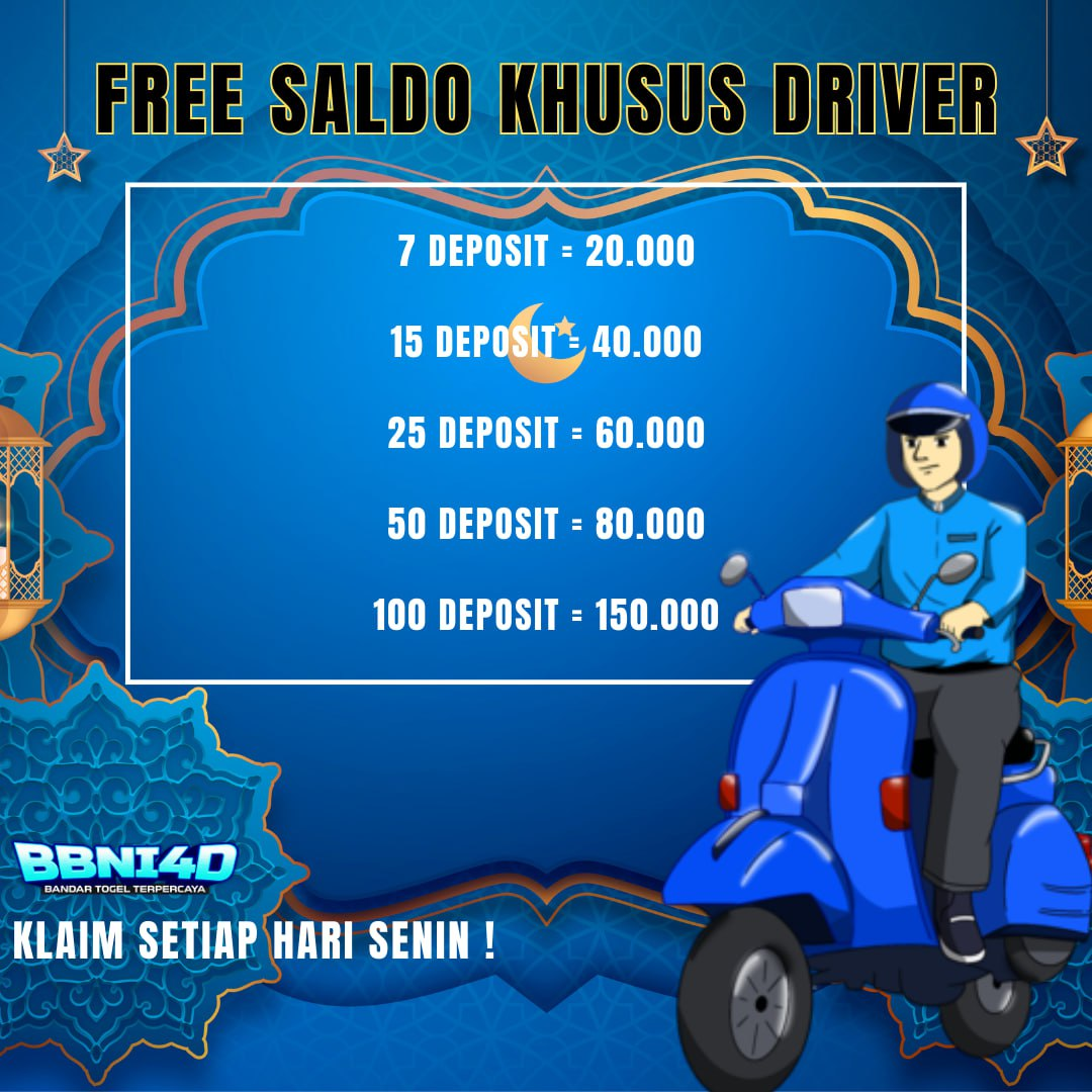 BBNI4D: KLAIM BONUS SALDO KHUSUS DRIVER ONLINE SETIAP SENIN❤