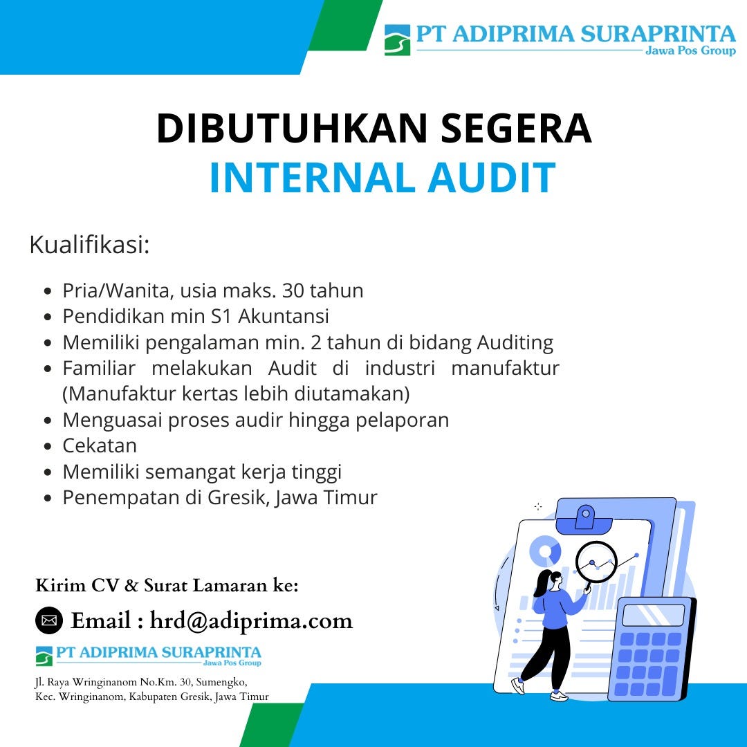 Lowongan Kerja Dibutuhkan Segera Internal Audit Sales Marketing