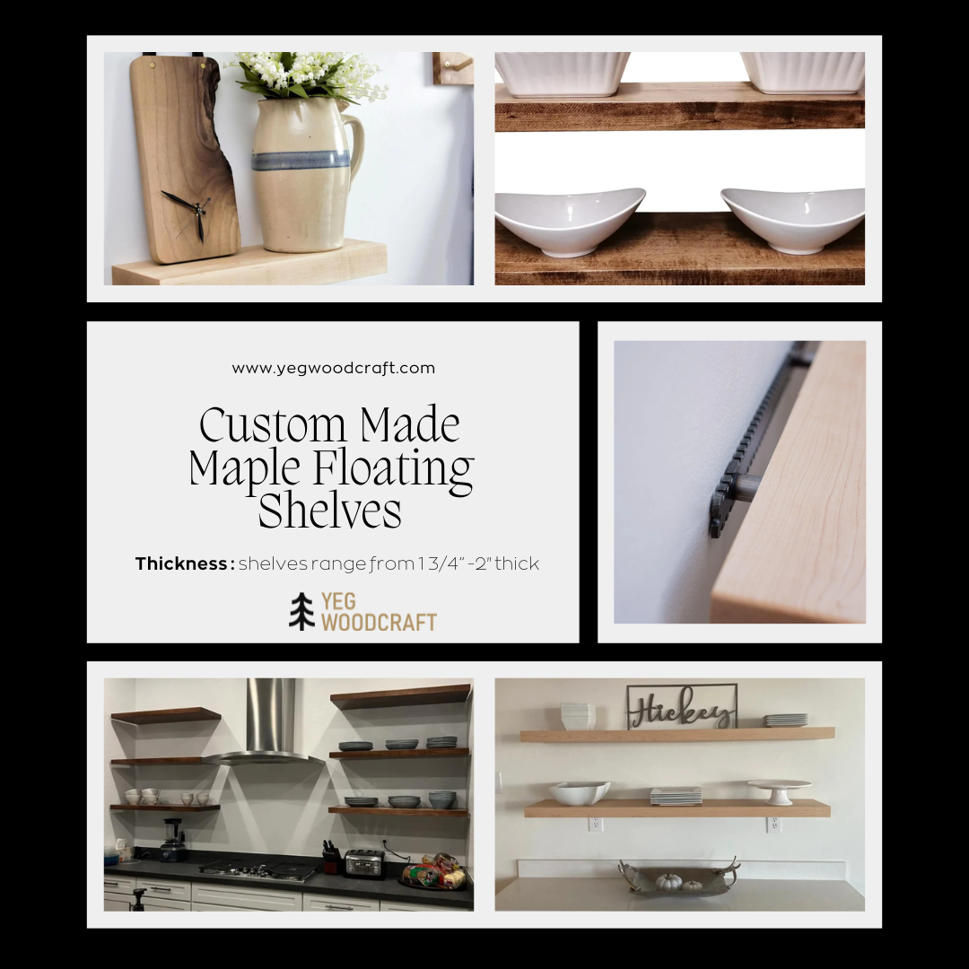 Custom Made Maple Floating Shelves YEG Woodcraft Medium