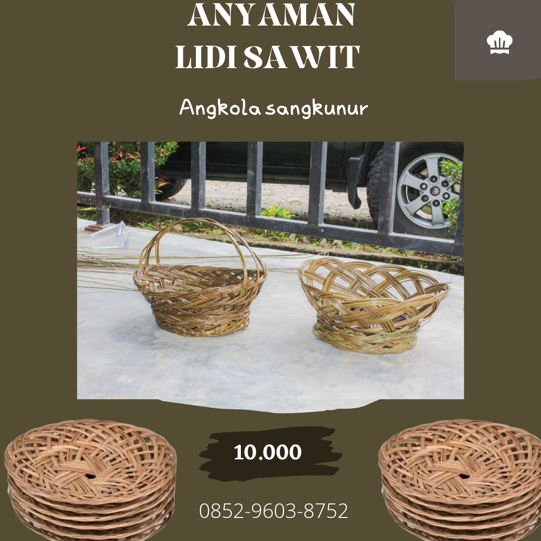 Anyaman lidi sawit Tapsel, Jual piring anyaman lidi sawit di Tapsel, Kerajinan Pot bunga dari anyaman lidi sawit di tapsel, Distributor anyaman lidi sawit di tapsel, Kerajinan keranjang buah dari lidi sawit di Tapsel, Jual kerajinan dari lidi sawit di Tapsel, Jual topi anyaman lidi sawit di Tapsel, Kerajinan tenun lidi di Tapsel, Jual kerajinan kotak tissue lidi sawit di Tapsel, Jual lidi sawit di Tapsel.
