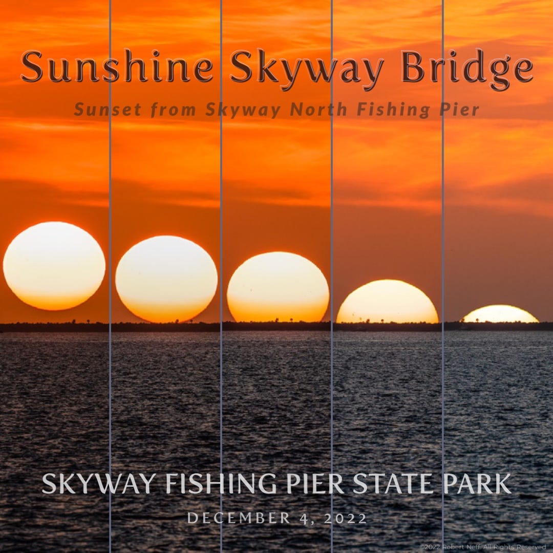 Sunset and Cruise Ship Sequence from Skyway North Fishing Pier, by Robert  Neff