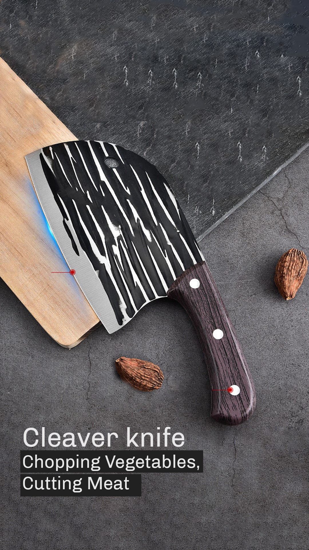 Damascus Butcher Knife — Full Tang Meat Cleaver