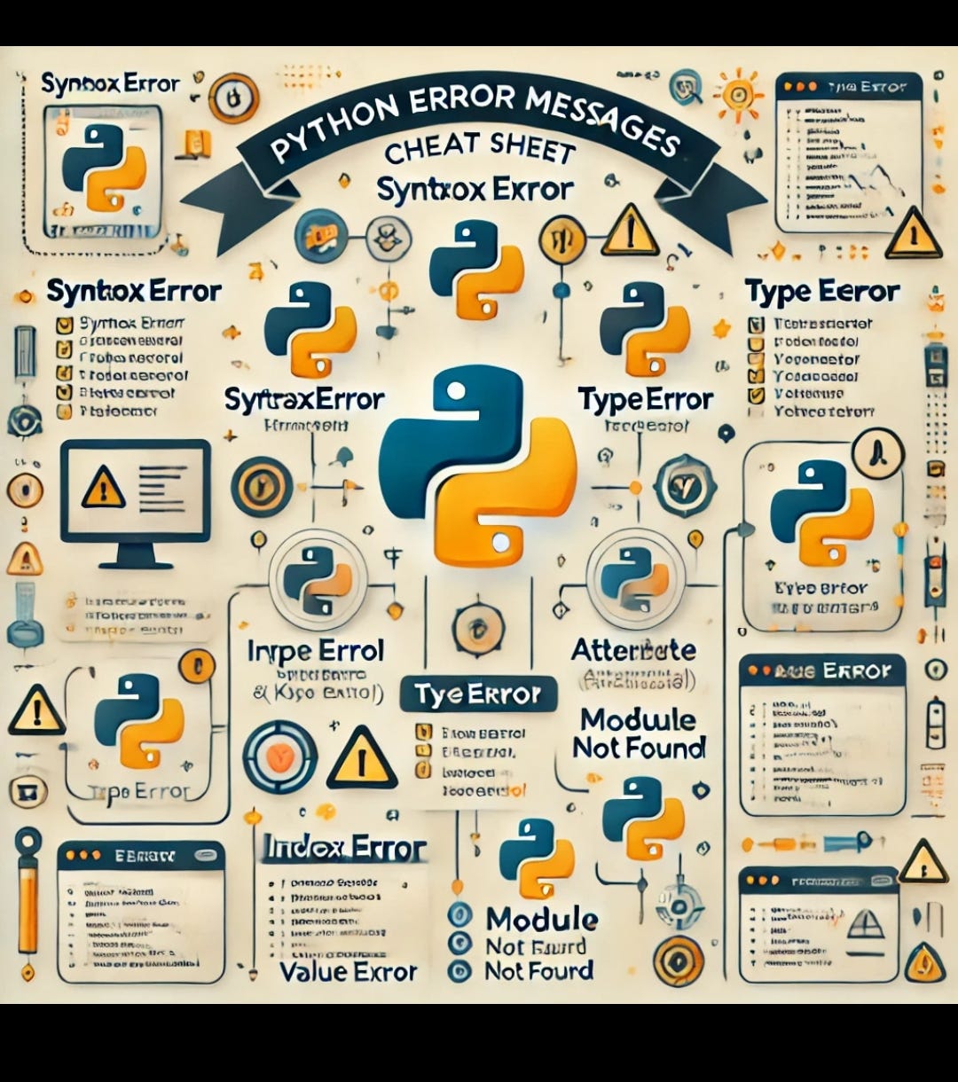 Cheat sheet how to read python error messages for debugging by