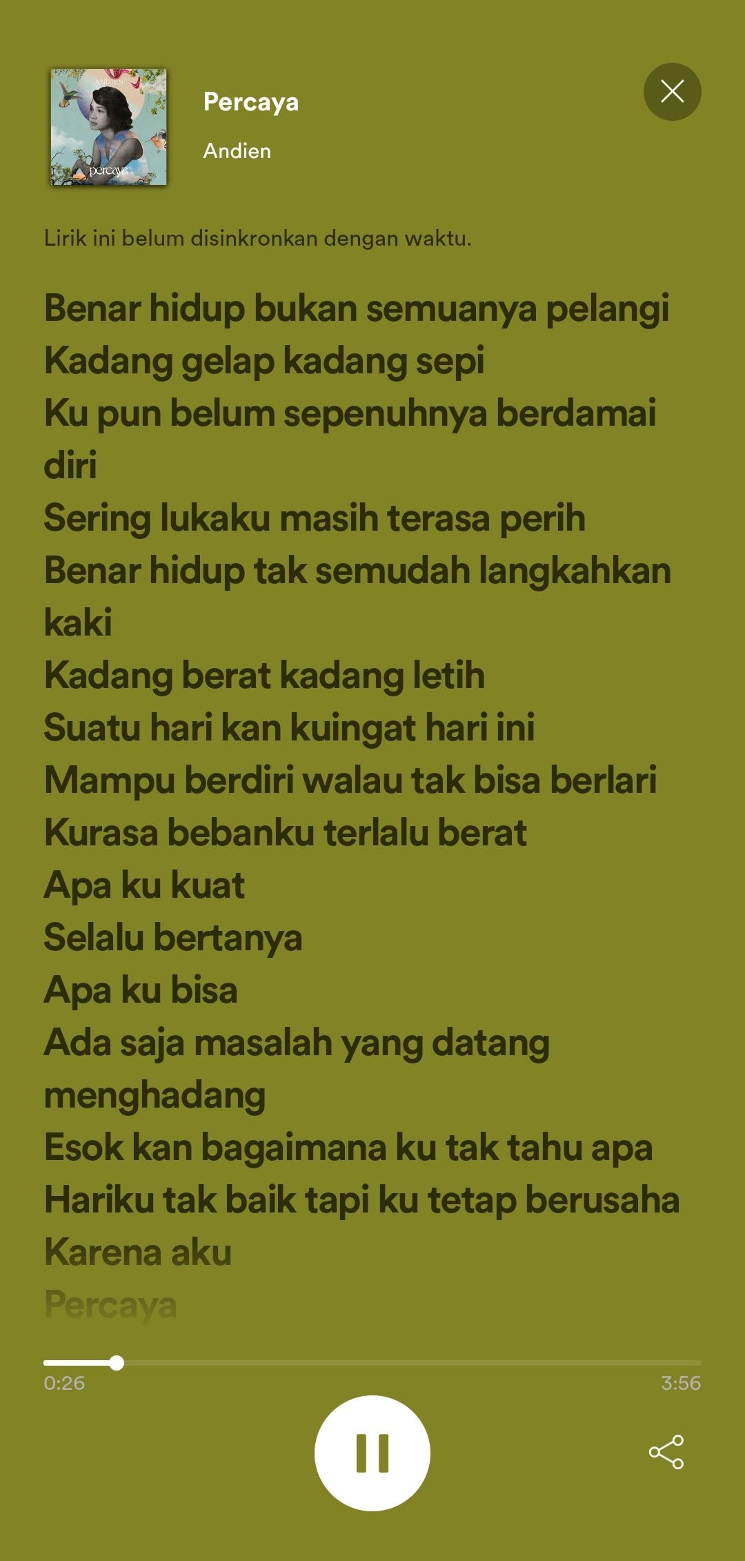 Andien Aisyah Percaya