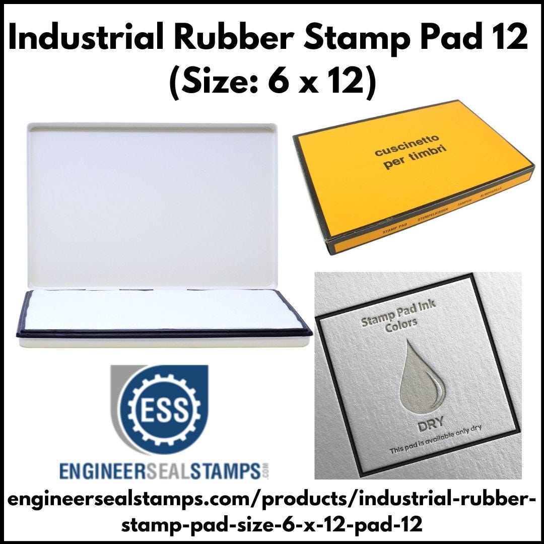 Industrial Rubber Stamp Pad12 (Size 6 x 12) by Engineer Seal Stamps