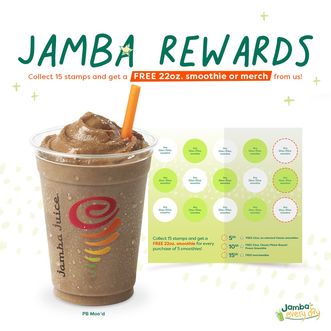 Jamba Rewards — 2023. Collect fifteen (15) stamps and get a… by Jamba