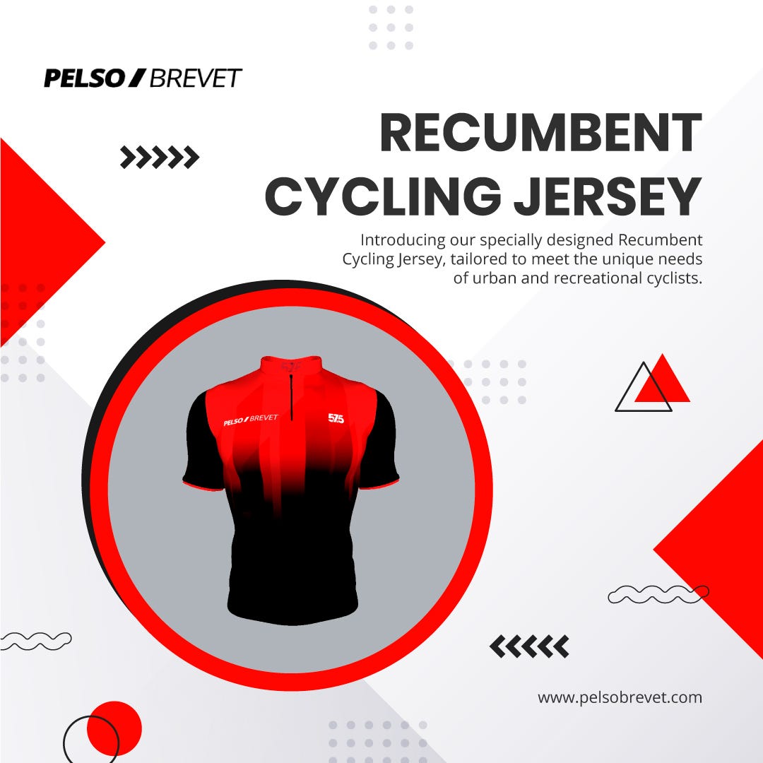 Recumbent Cycling Jersey Pelso Brevet Medium