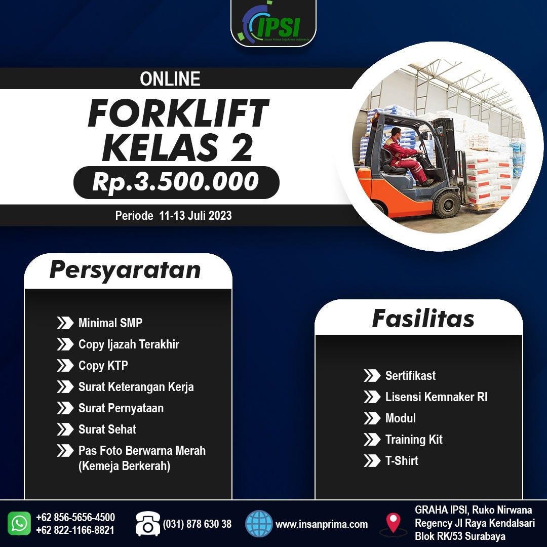 Operator Forklift Kelas 2 Terlaris Wa Wame6285656564500 And Wame 3639