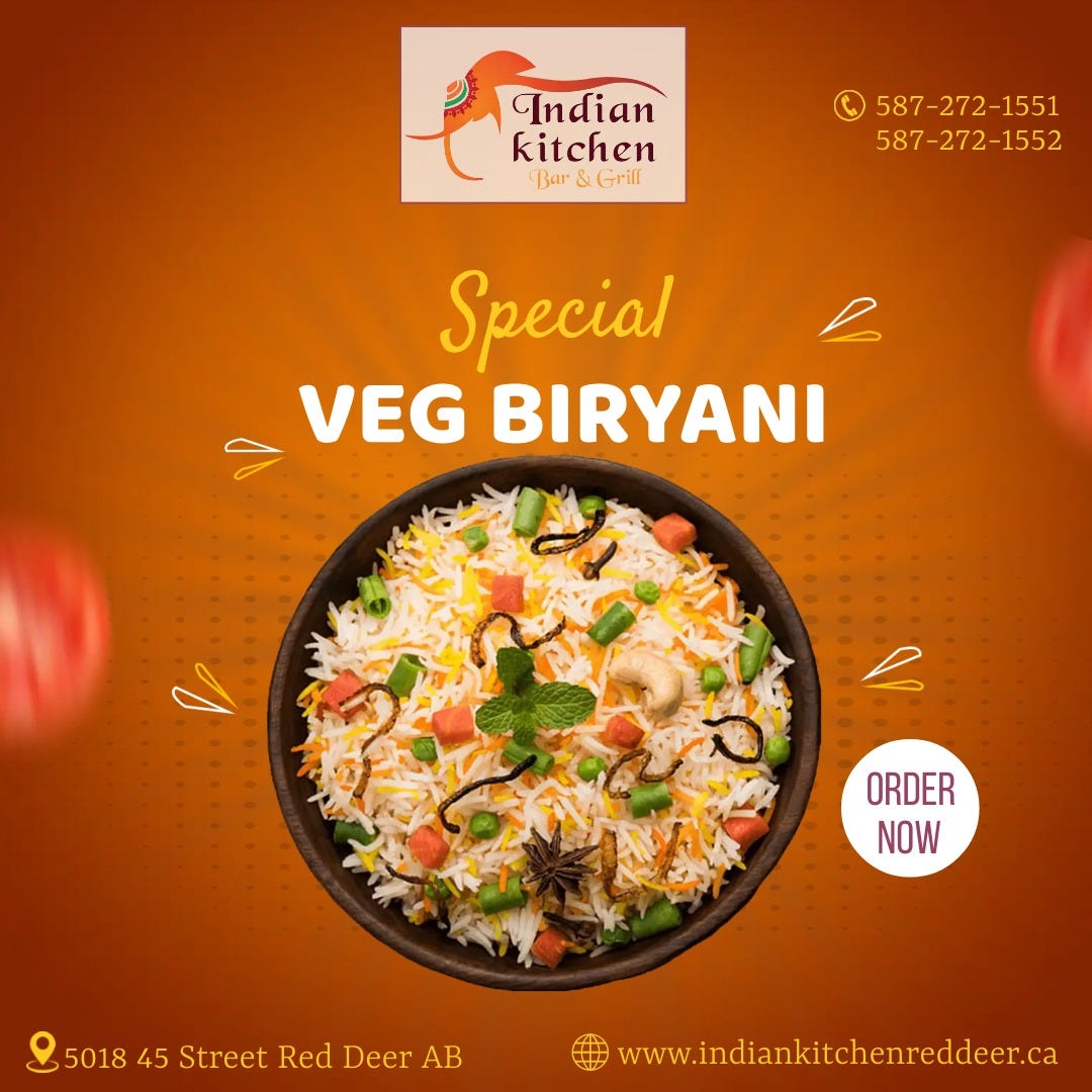 Try Delicious Veg Biryani At Indian Kitchen Red Deer. | by Ikreddeer ...