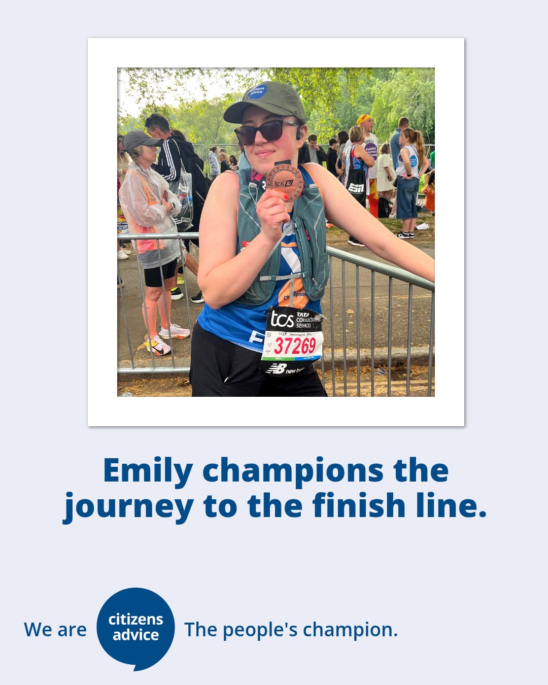 Emily champions the journey to the finish line