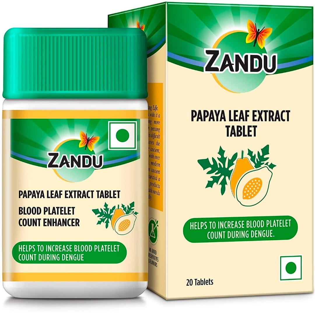 Zandu Papaya Leaf Extract Tablet. Zandu Papaya Leaf Extract Tablet is