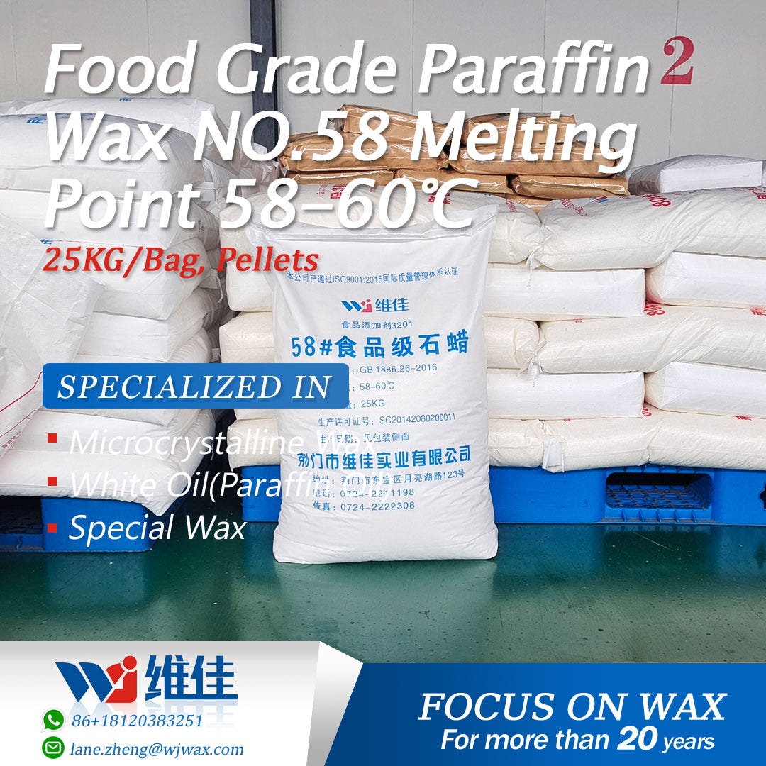 Food Grade Paraffin Wax NO.58 Melting Point 5860℃ by Lane Zheng