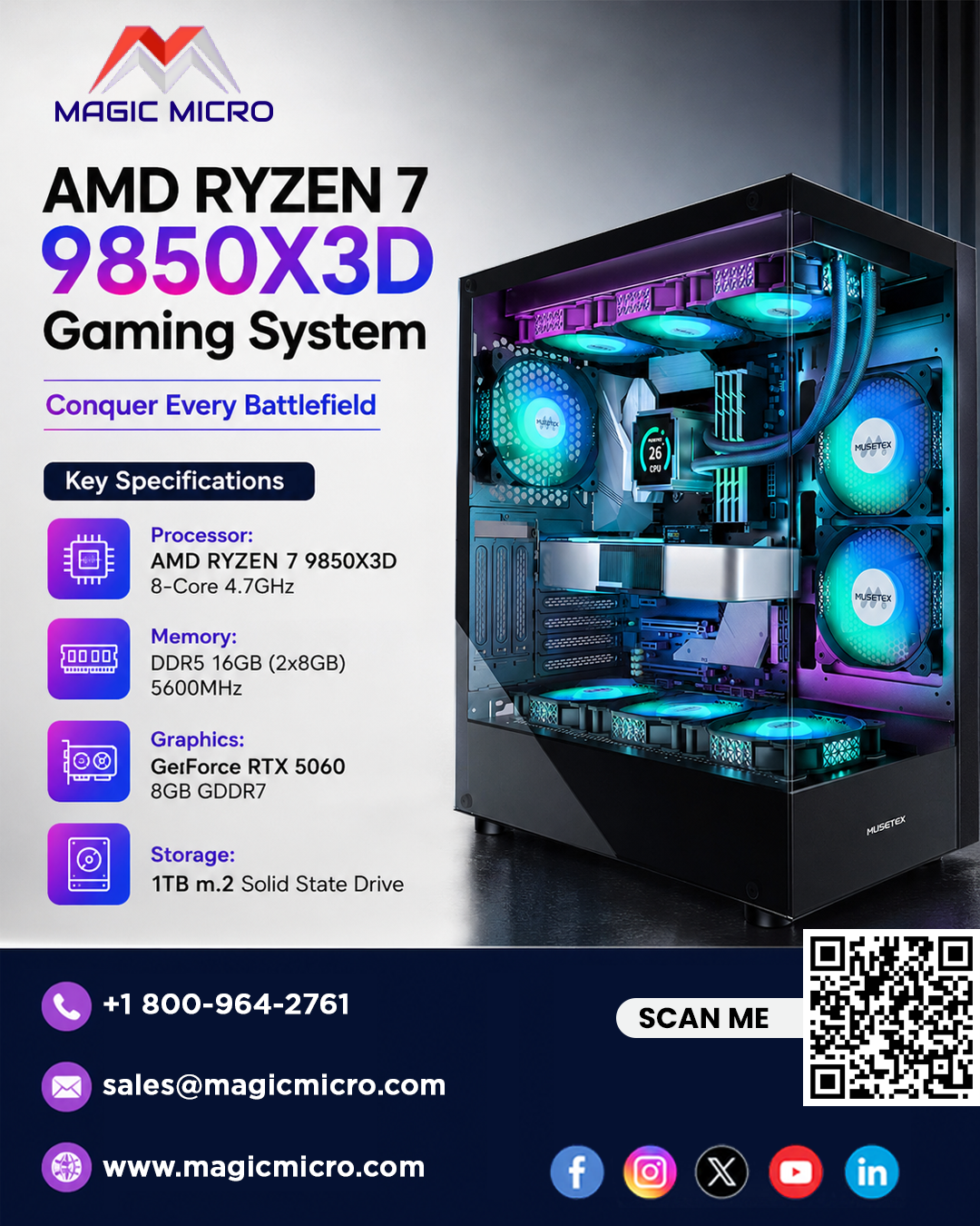 Conquer Every Battlefield with AMD RYZEN 7 9850X3D Gaming System
