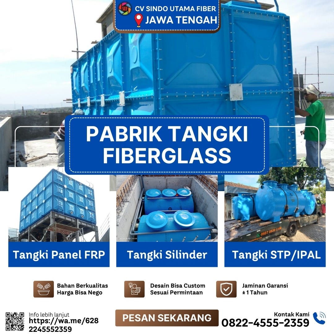 HP/WA 0822–4555–2359, BESTPRICE! Pabrik Tangki Fiberglass FRP MBG 3000 Liter Sukoharjo Jawa Tengah