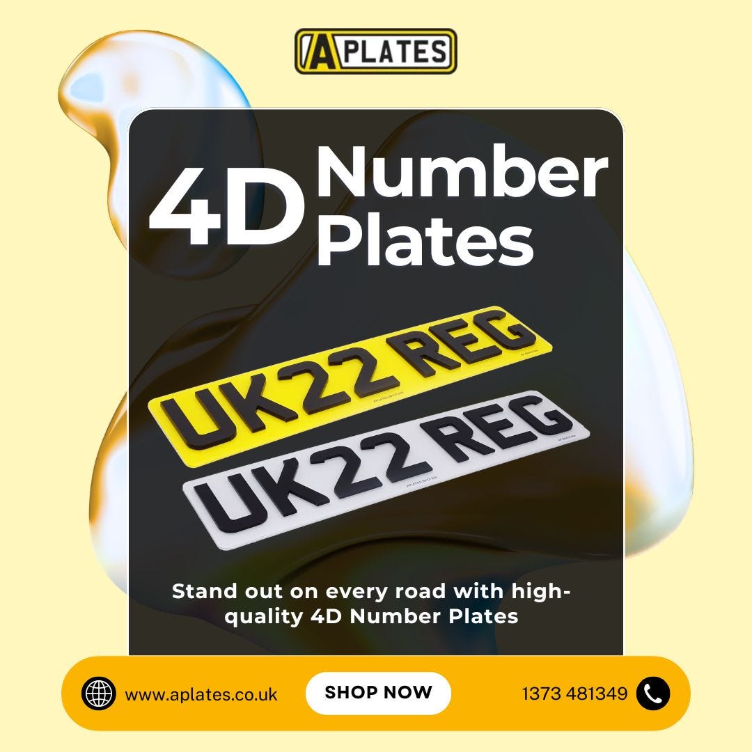 4D Number Plates Crafted for Modern Vehicle Styling