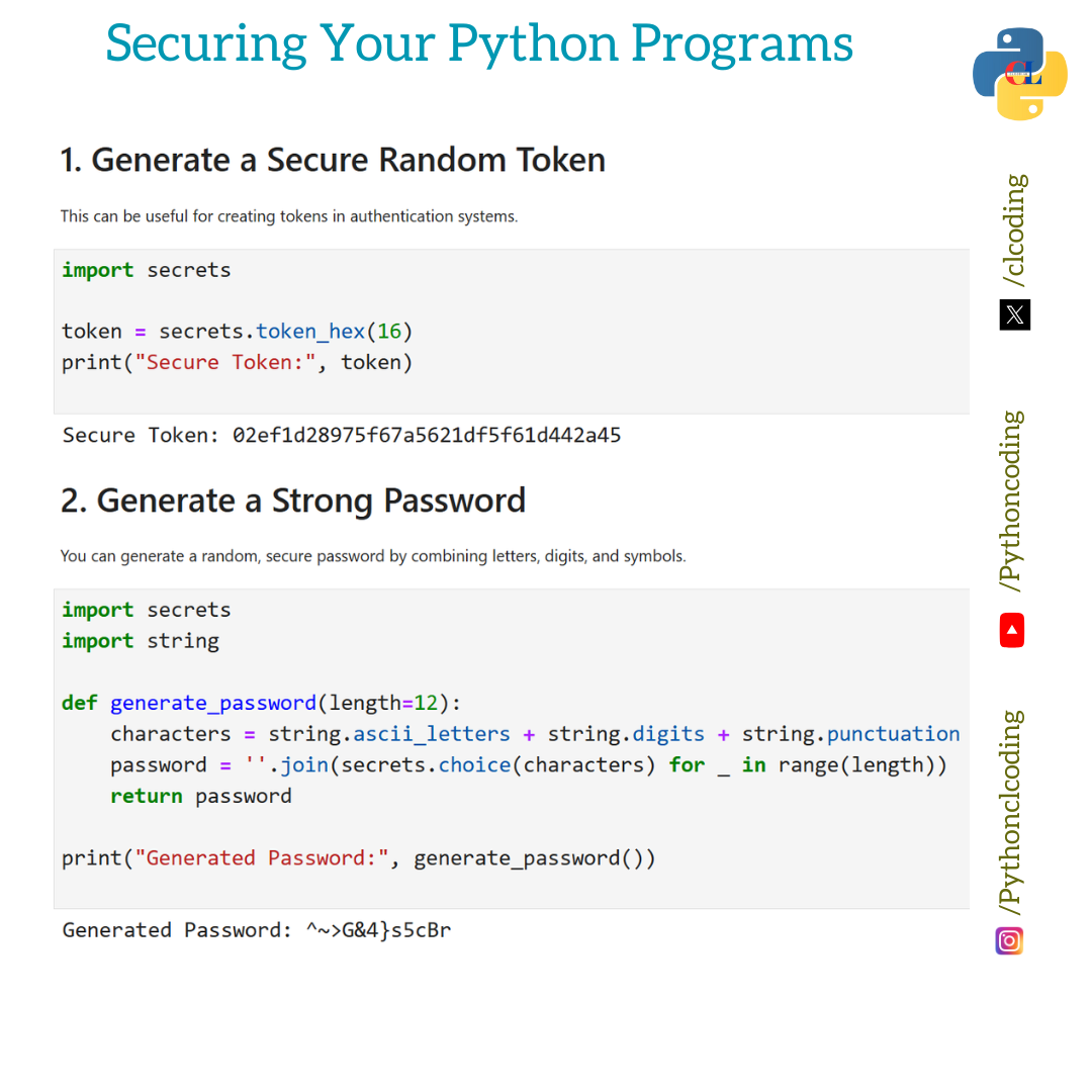 Securing Your Python Programs. 1. Generate a Secure Random Token | by ...
