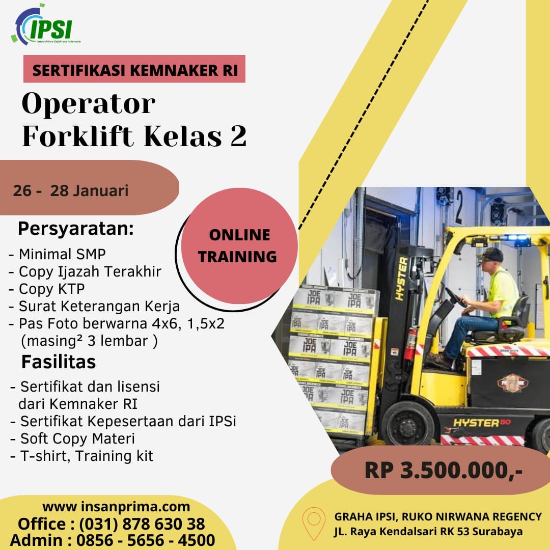 TERPERCAYA WA (0856 5656 4500) PELATIHAN K3 OPERATOR FORKLIFT KELAS 2 TERPERCAYA WA (0856 5656 4500) PELATIHAN K3 OPERATOR FORKLIFT KELAS 2