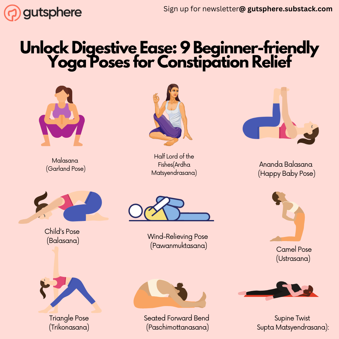 🧘 Unlock Digestive Ease: 9 Beginner-friendly Yoga Poses for Constipation  Relief 🧘‍♂️, by Gut Sphere