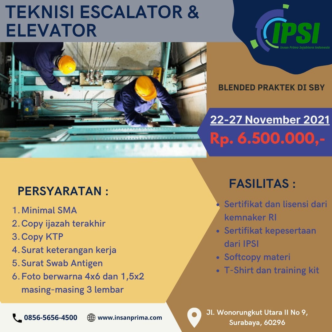 Teknisi Escalator Dan Elevator Sertifikasik3umum Medium