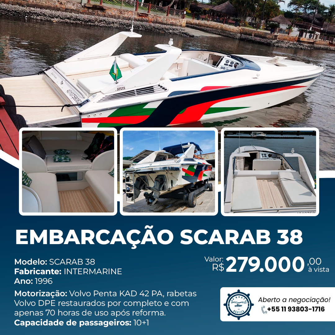 🚤 LANCHA SCARAB 38 INTERMARINE — PRONTA PARA NAVEGAR