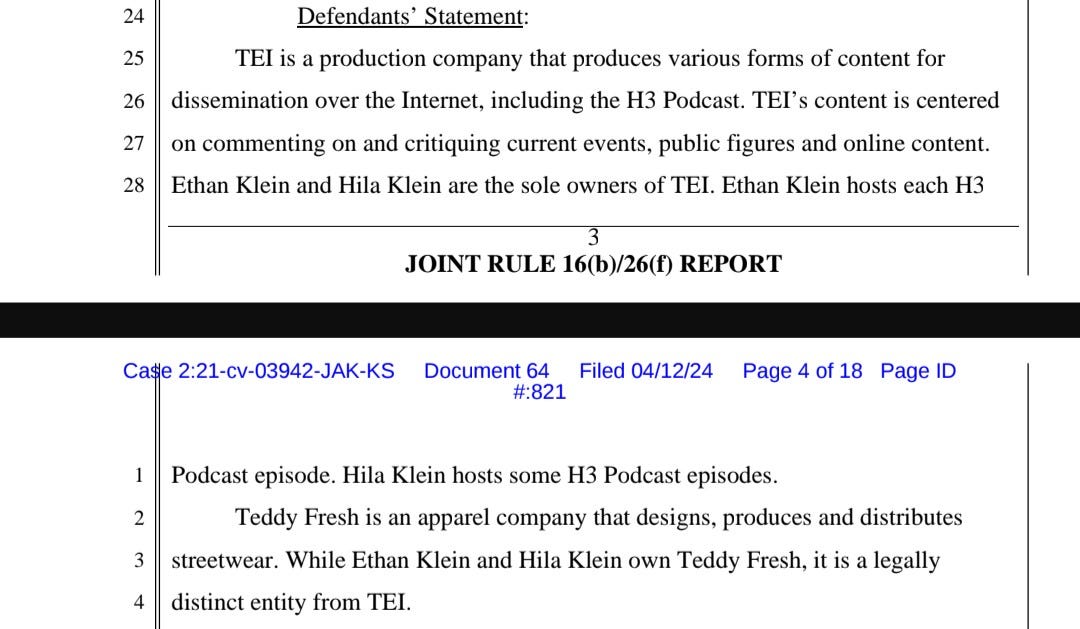 Evidence Supplement: Exhibits for the TEI / Teddy Fresh Alter-Ego Analysis
