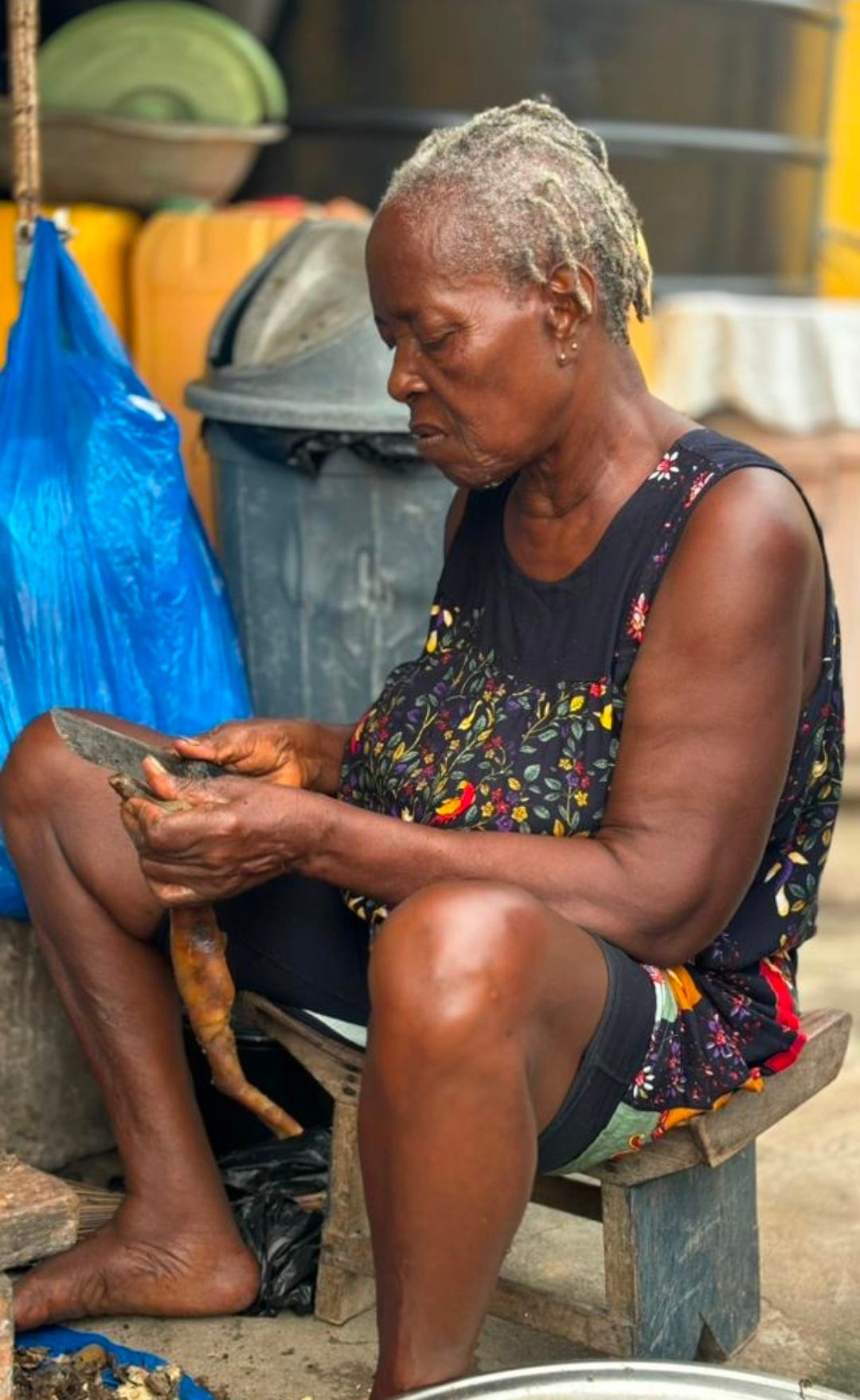 Mom, 67, going about her daily chores